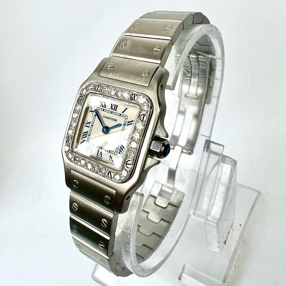 CARTIER SANTOS GALBEE 24mm Quartz Steel 0.69TCW Watch NEW Model Blue Numerals - Picture 3 of 7